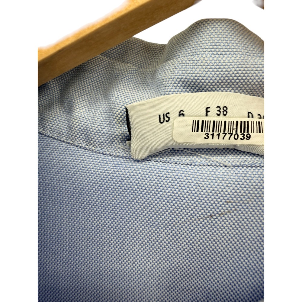 Akris Punto Womens Light Blue Cotton Eyelet Lace Back Button Down Shirt Size 6 - Picture 3 of 6